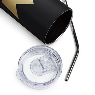 Already Regis® ALPHA Stainless Steel Tumbler with clear lid and stainless steel straw