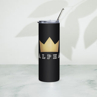 Already Regis® ALPHA Stainless Steel Tumbler in black with gold crown design