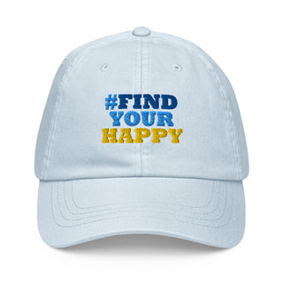 #FindYourHappy embroidered pastel blue baseball hat by The Happy Channel®