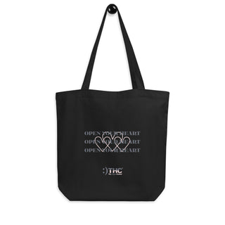 The Happy Channel® Open Your Heart Eco Tote Bag hanging back view