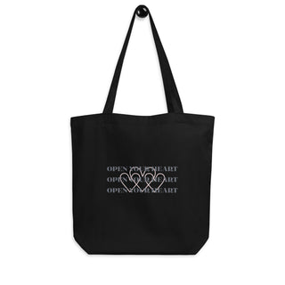 The Happy Channel® Open Your Heart Eco Tote Bag hanging front view