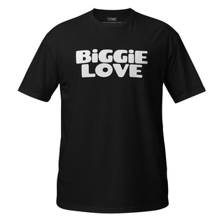 The Happy Channel® BiGGiE LOVE unisex t-shirt in black with white text design