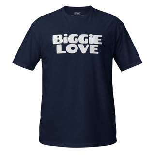 The Happy Channel® BiGGiE LOVE unisex t-shirt in navy with white text design