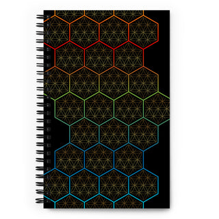 A geometric designed spiral Notebook on white background