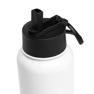 Close-up of the foldable straw lid and handle on the Already Regis® Crown Water Bottle