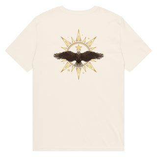 The Happy Channel® Eagle Sun Star Unisex T-Shirt in Vintage White, back view