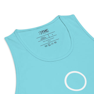 Detail view of The Happy Channel® Smile Men’s Tank in Pacific Blue