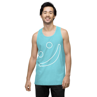 Man wearing The Happy Channel® Smile Men’s Tank in Pacific Blue